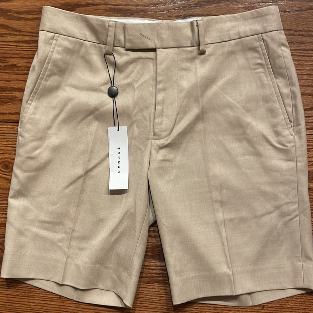 ASOS Topman stone color dressy men’s shorts viscose blend flat front classic fit